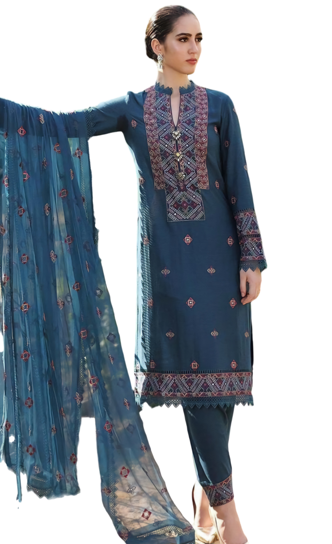 Lawn Embroidered 3 Pcs Suit