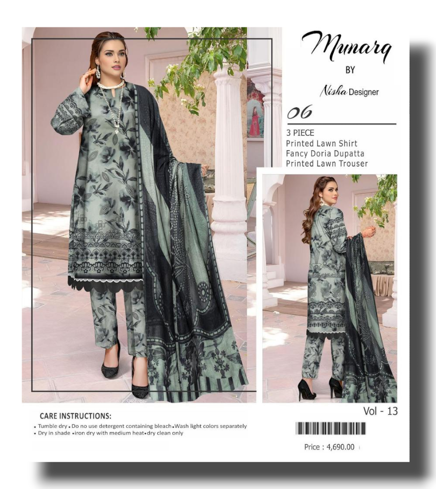 Munarq Lawn 3Pcs Printed